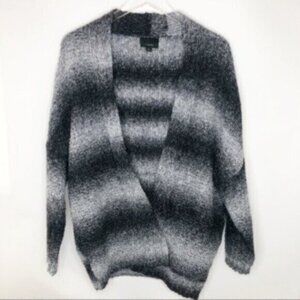 Lumiere Women's Grey Black Stripe Open Cardigan Sweater Size Small